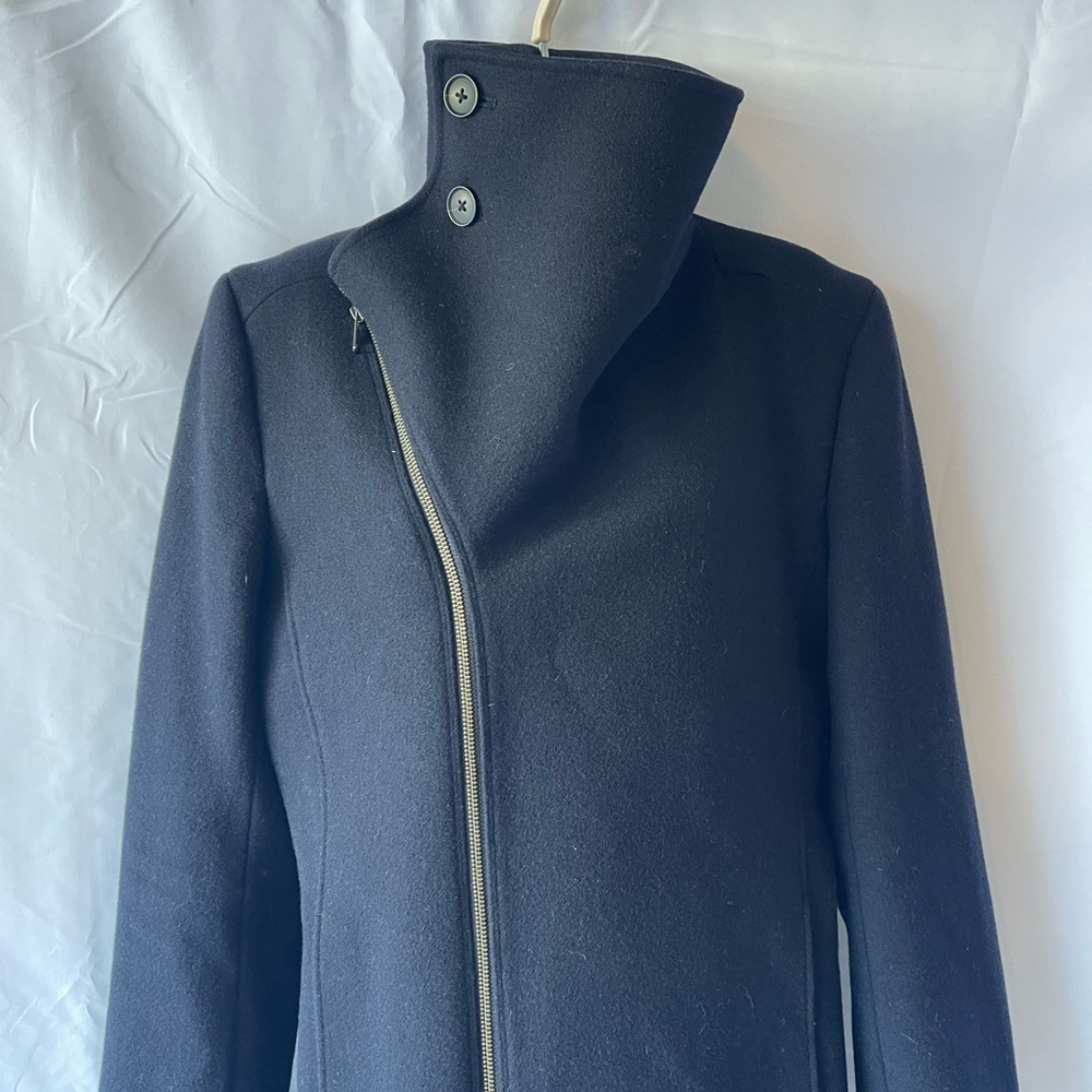 REISS Wool Blend Asymmetrical Zipper Coat - Picture 4 of 14